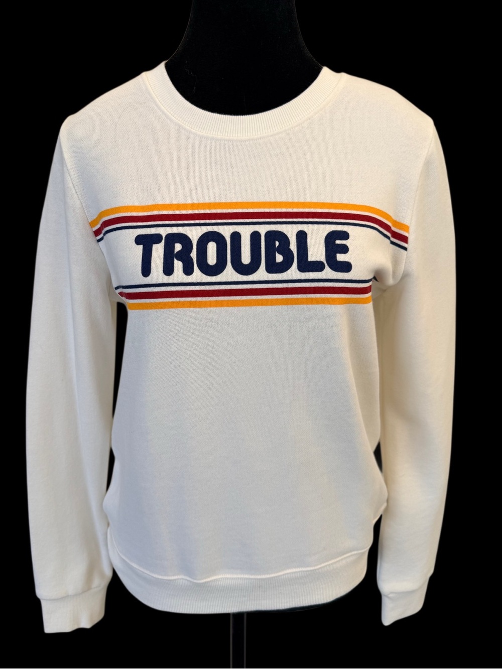 Retro Sunset Stripe TROUBLE sweatshirt- NWT- Sz S
